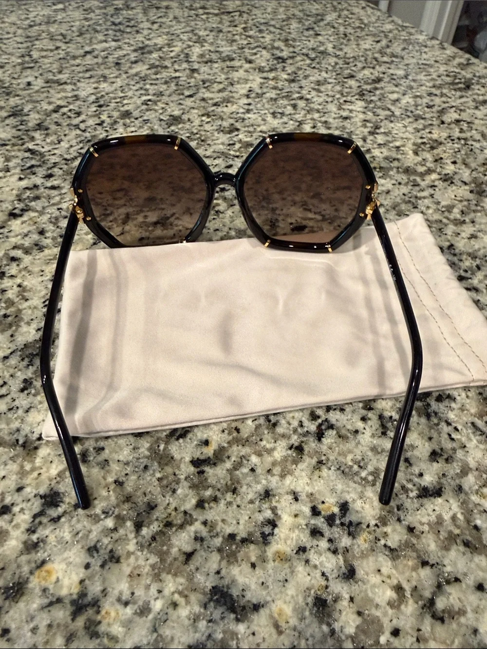 Tory Burch Oversized Tortoise Frame Sunglasses with Brown Lenses